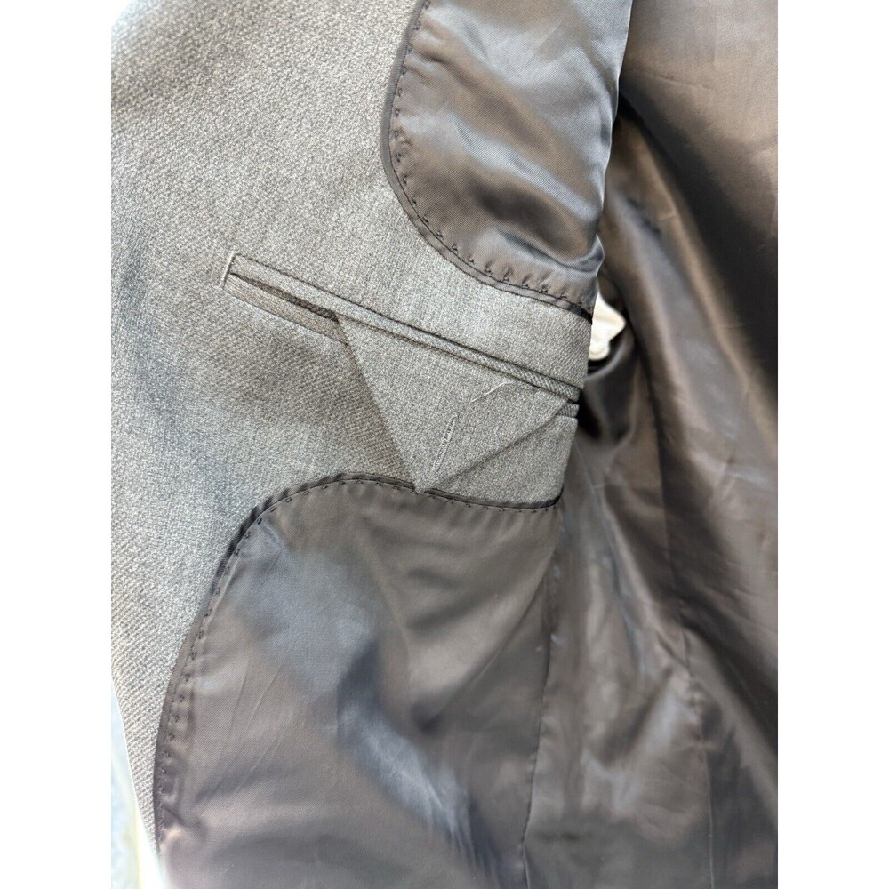 HM Slim Fit Blazer Mens 38R Gray  Elbow Patches Two Button Sport Coat Jacket - Picture 10 of 10